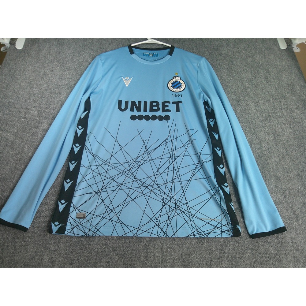 Macron Club Brugge KV Training Jersey Men's Medium Blue Long Sleeve Soccer Shirt